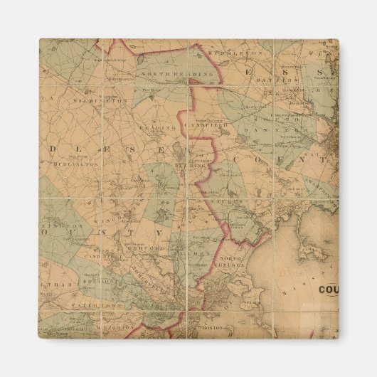kaart van Boston 2 Magneet (Voorkant)
