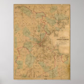 kaart van Boston 2 Poster (Voorkant)