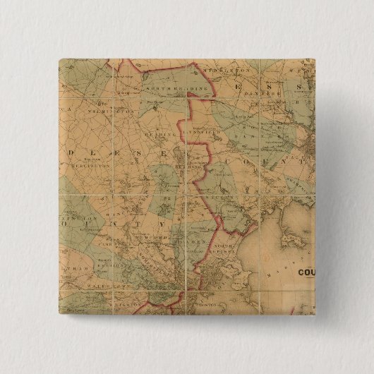 kaart van Boston 2 Vierkante Button 5,1 Cm (Voorkant)