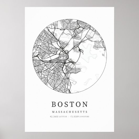 Kaart van Boston Cartography Poster (Voorkant)