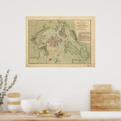 Kaart van Boston, getekend door het Britse leger,  Poster (Keuken)