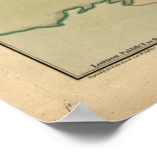 Kaart van Boston, getekend door het Britse leger,  Poster (Hoek)