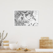  kaart van Boston Harbour (1807) BW Poster (Keuken)