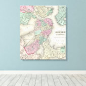 kaart van Boston Harbour (1857) Canvas Afdruk (Insitu (Houten vloer))
