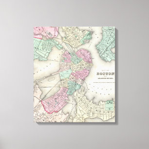 kaart van Boston Harbour (1857) Canvas Afdruk