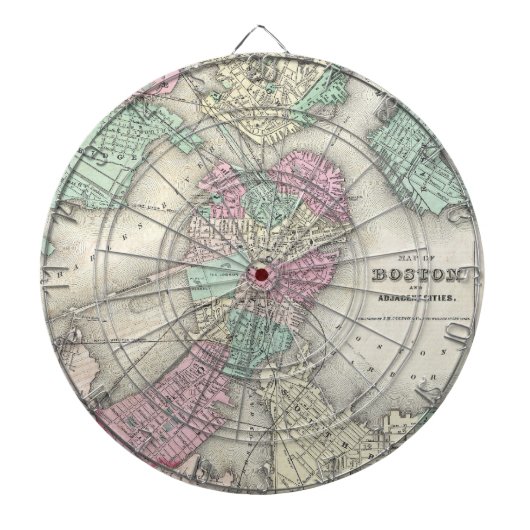 kaart van Boston Harbour (1857) Dartbord (Voorkant)