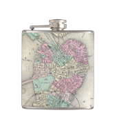  kaart van Boston Harbour (1857) Heupfles (Voorkant)