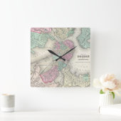 kaart van Boston Harbour (1857) Vierkante Klok (Huis)