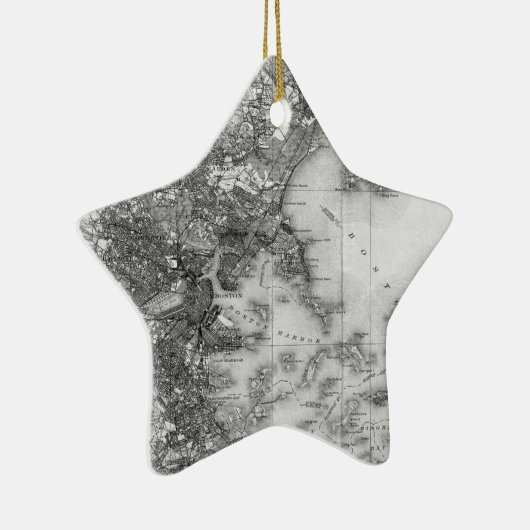  kaart van Boston Keramisch Ornament (Rechts)