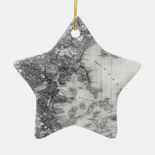  kaart van Boston Keramisch Ornament (Voorkant)