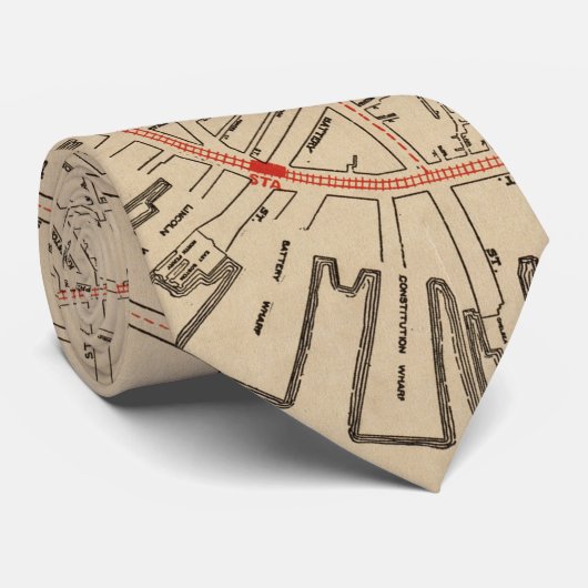  kaart van Boston MA (1911) Stropdas (Opgerold)