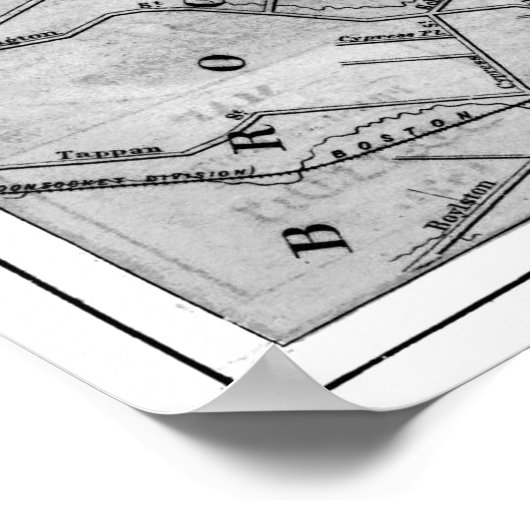 kaart van Boston Massachusetts (1871) BW Poster (Hoek)