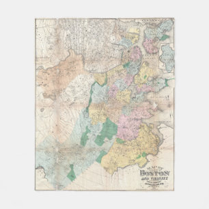  kaart van Boston Massachusetts (1896) Fleece Deken