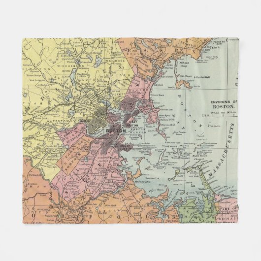 kaart van Boston Massachusetts (1903) Fleece Deken (Voorkant (Horizontaal))