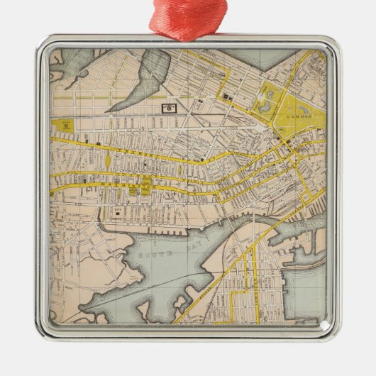 kaart van Boston Metalen Ornament (Voorkant)