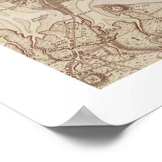  kaart van Boston Poster (Hoek)