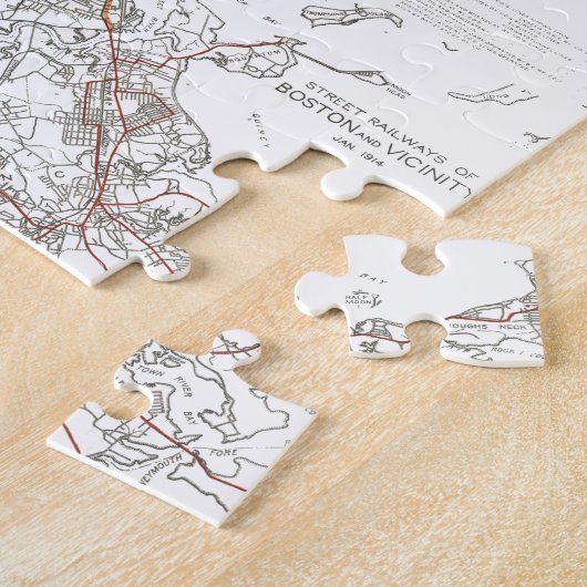 kaart van Boston Transit Line (1914) Legpuzzel (Zijkant)