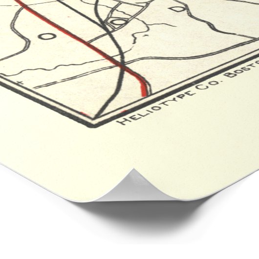  kaart van Boston Transit Line (1914) Poster (Hoek)