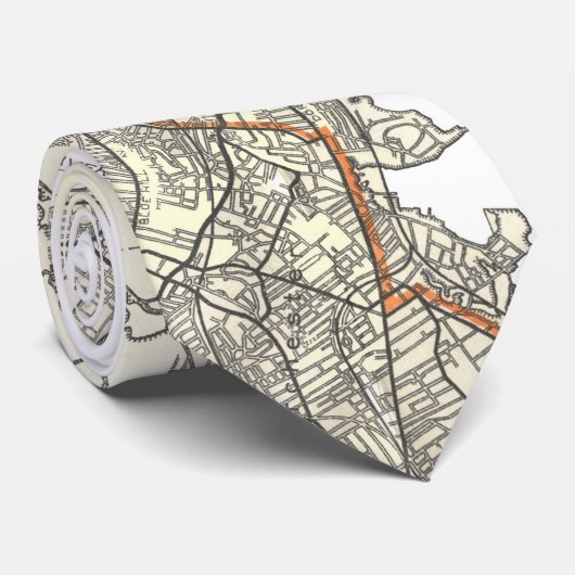  kaart van Boston Transit Line (1914) Stropdas (Opgerold)