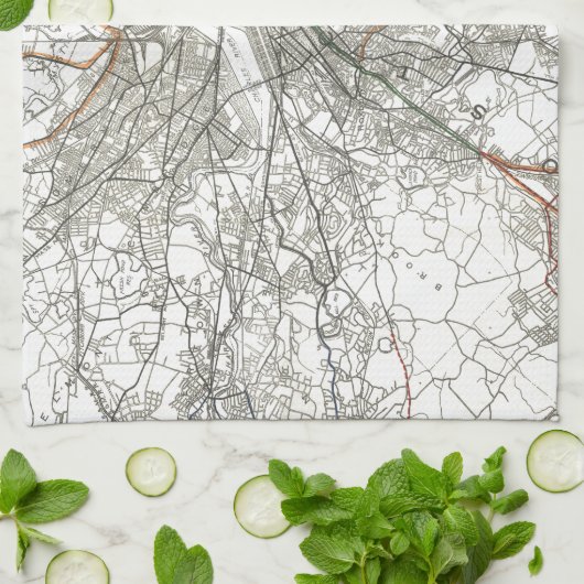 kaart van Boston Transit Line (1914) Theedoek (Gevouwen)