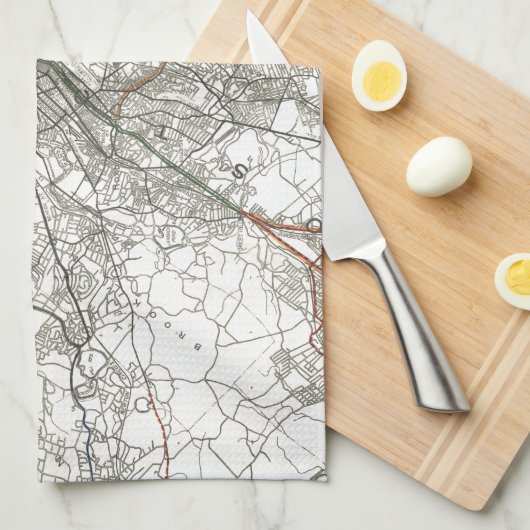 kaart van Boston Transit Line (1914) Theedoek (Quarter Fold)