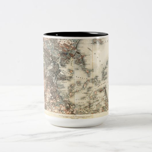  kaart van Boston Tweekleurige Koffiemok (Center)