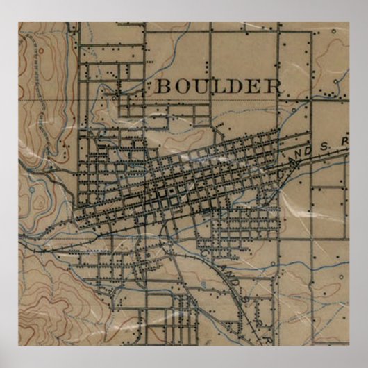 kaart van Boulder Colorado (1904) Poster (Voorkant)