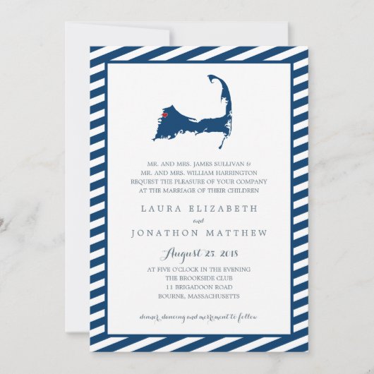 Kaart van Bourne Cape Cod | Bruiloft (Voorkant)