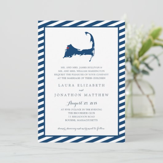 Kaart van Bourne Cape Cod | Bruiloft (Staand voorkant)