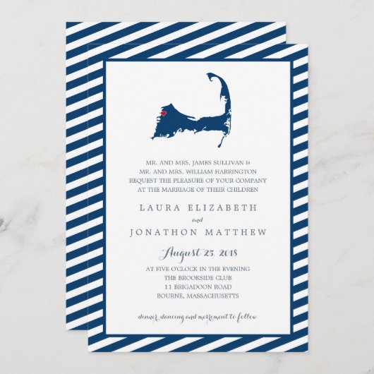 Kaart van Bourne Cape Cod | Bruiloft (Voorkant / Achterkant)