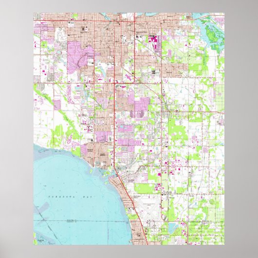  kaart van Bradenton Florida (1964) Poster (Voorkant)