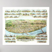 Kaart van Bradford Massachusetts in 1892 Poster (Voorkant)