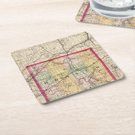 Kaart van Branch County, Michigan Kartonnen Onderzetters (Schuin)