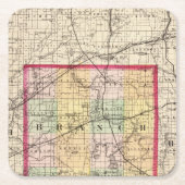 Kaart van Branch County, Michigan Kartonnen Onderzetters (Voorkant)