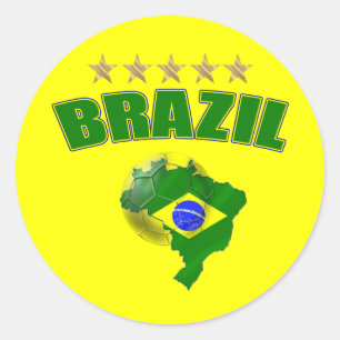 Kaart van Braziliaans Voetbal Braziliaanse vlag Ronde Sticker