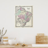  kaart van Brazilië (1855) Poster (Keuken)