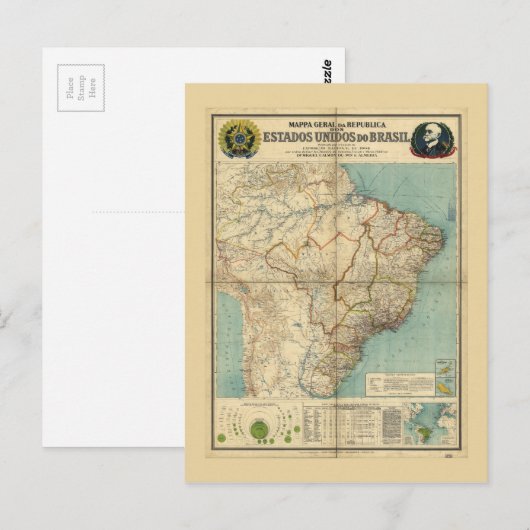 Kaart van Brazilië (1908) (Voorkant / Achterkant)