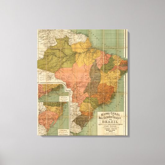 Kaart van Brazilië Canvas Afdruk (Voorkant)