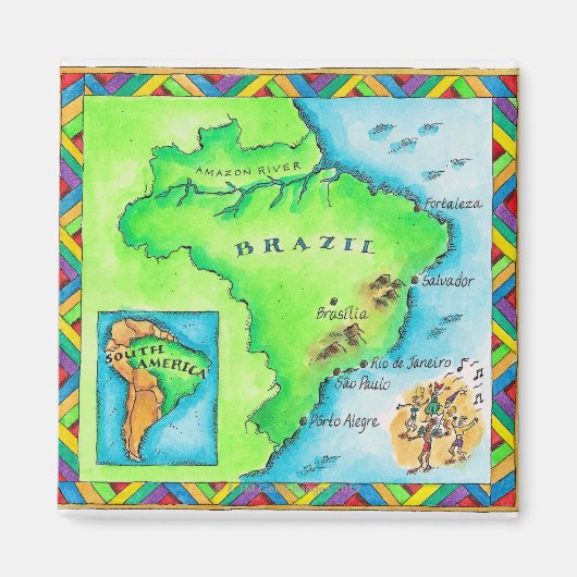 Kaart van Brazilië Magneet (Voorkant)