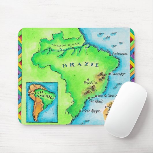 Kaart van Brazilië Muismat (Met muis)