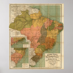 Kaart van Brazilië Poster