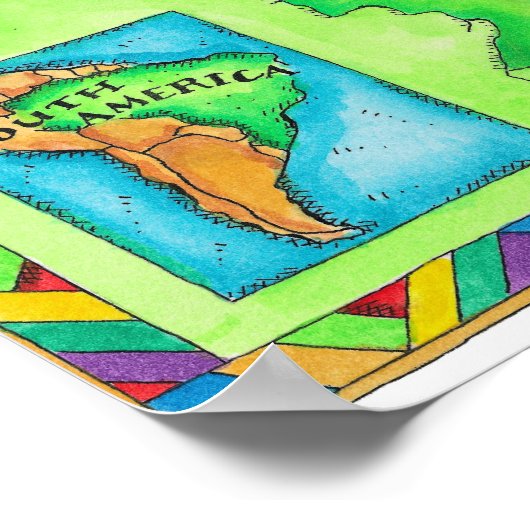 Kaart van Brazilië Poster (Hoek)