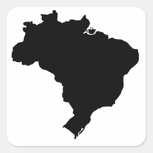 Kaart van Brazilië Vierkante Sticker (Voorkant)