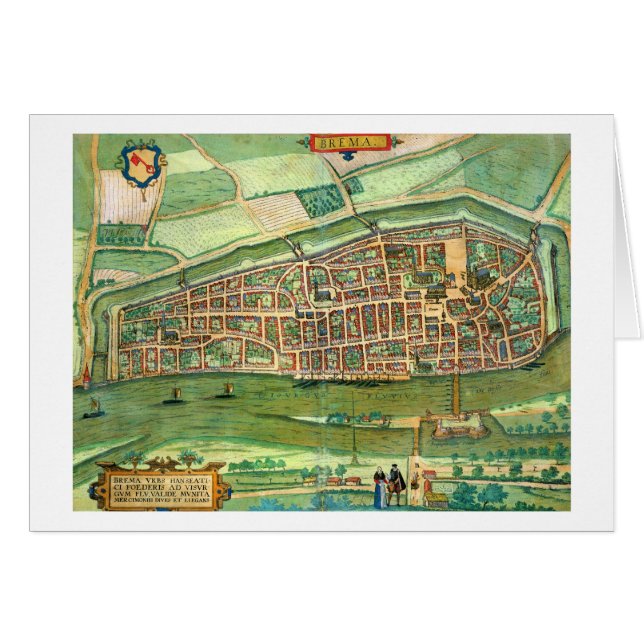Kaart van Bremen, van "Civitates Orbis Terrarum" d (Voorkant Horizontaal)