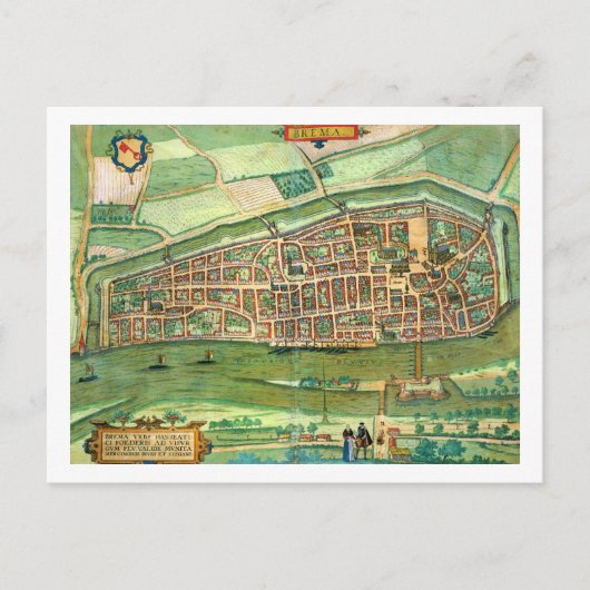 Kaart van Bremen, van "Civitates Orbis Terrarum" d (Voorkant)