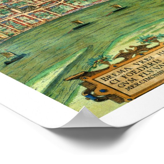 Kaart van Bremen, van "Civitates Orbis Terrarum" d Poster (Hoek)