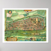 Kaart van Bremen, van "Civitates Orbis Terrarum" d Poster (Voorkant)