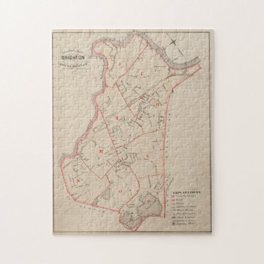  kaart van Brighton MA (1885) Legpuzzel (Verticaal)