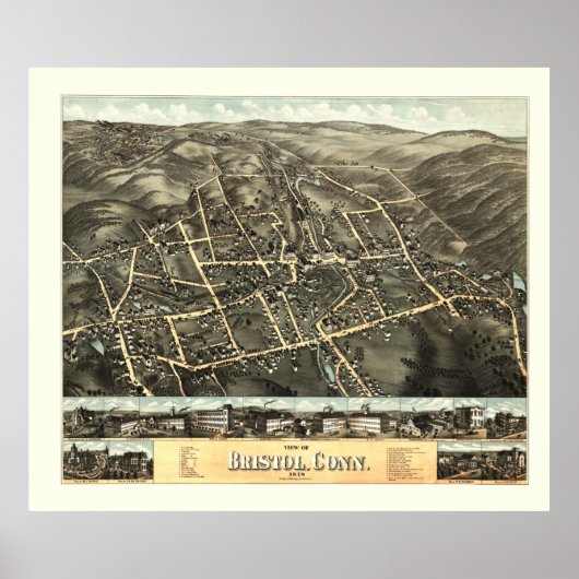 Kaart van Bristol, Connecticut uit 1878 Poster (Voorkant)