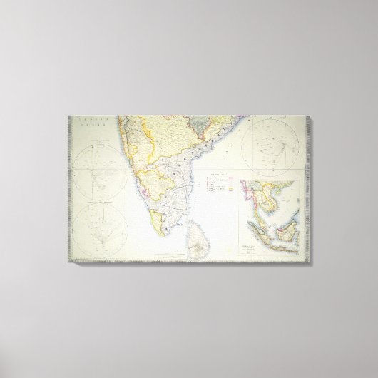 Kaart van Brits Zuid-India, 1872 Canvas Afdruk (Voorkant)